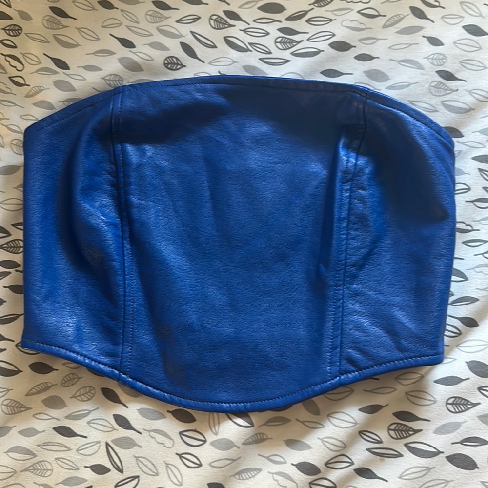pacsun leather blue corset top